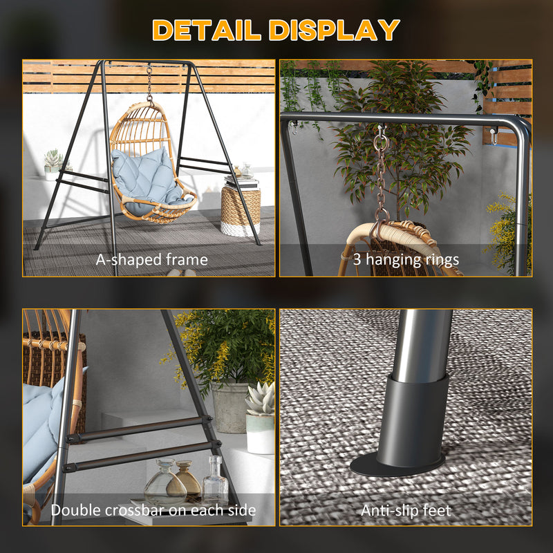 Black Metal Hammock Chair Stand Heavy Duty Frame For Egg Chairs And Porch Swings
