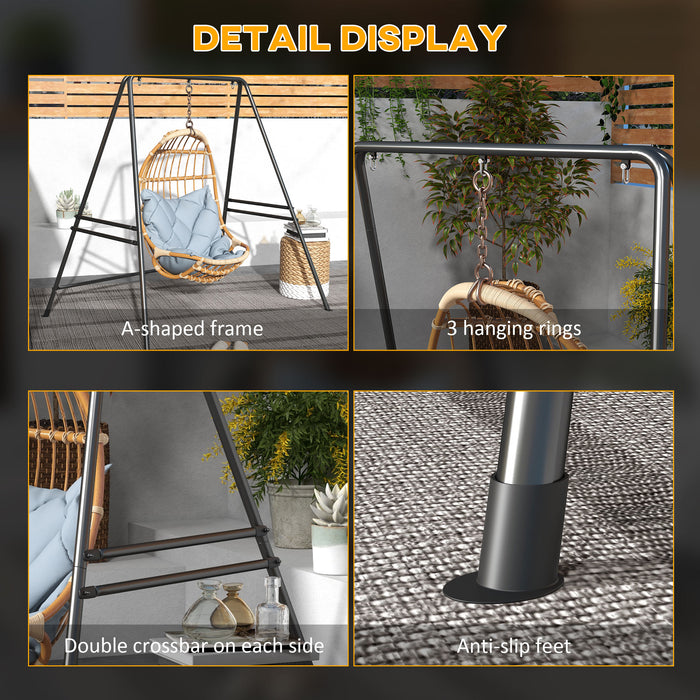 Black Metal Hammock Chair Stand Heavy Duty Frame For Egg Chairs And Porch Swings