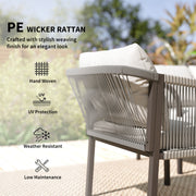 Rattan Garden Furniture Set with Sofa Armchairs and Coffee Table for Outdoor Relaxing, Grey Outsunny