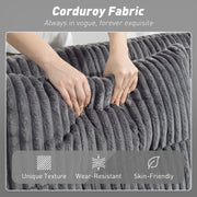 2 Seater Sofa Bed with Pull Out Design and Soft Corduroy Upholstery for Small Spaces Charcoal Grey