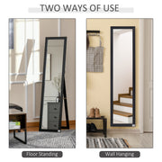 Free Standing Full Length Dressing Mirror with Wall Mount Option for Bedroom 154 cm, Black