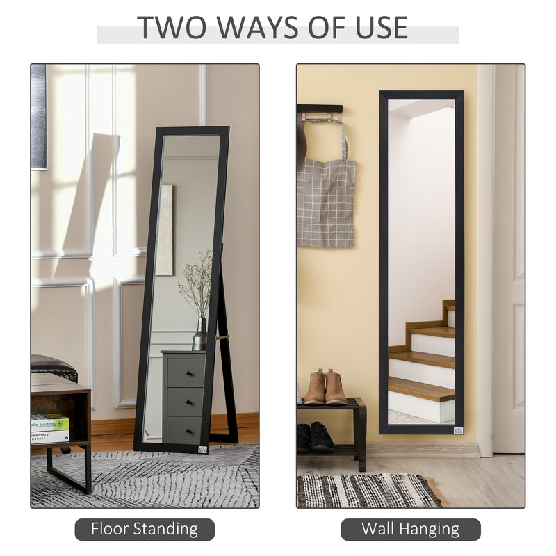 Free Standing Full Length Dressing Mirror with Wall Mount Option for Bedroom 154 cm, Black
