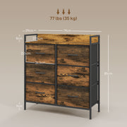 Rustic Storage Chest with Six Fabric Drawers Ideal for Bedroom or Hallway Rustic Brown