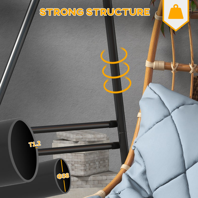 Black Metal Hammock Chair Stand Heavy Duty Frame For Egg Chairs And Porch Swings