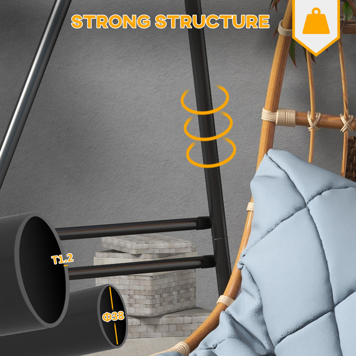 Black Metal Hammock Chair Stand Heavy Duty Frame For Egg Chairs And Porch Swings