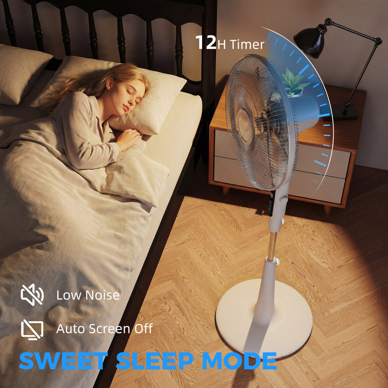 Pedestal Fan with Insect Repellent Slot and Quiet Cooling for Bedrooms and Living Rooms White AOSOM