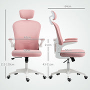 Pink Mesh Office Chair With Lumbar Support and Headrest For Comfortable All Day Work