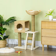 Multi Level Cat Tree with Scratching Posts Bed and Hideaway House for Indoor Cats Natural