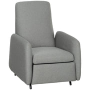 Grey Fabric Push Back Recliner Armchair With High Back and Leg Rest by HOMCOM