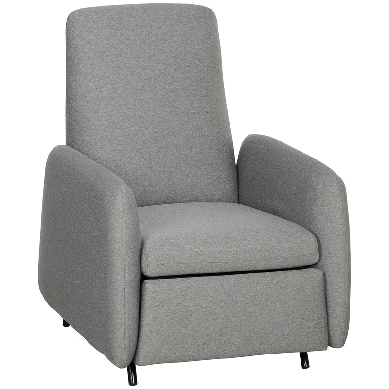 Grey Fabric Push Back Recliner Armchair With High Back and Leg Rest by HOMCOM
