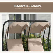 Beige 2 Seater Garden Swing Chair With Canopy Shade Ideal For Relaxing Outdoors