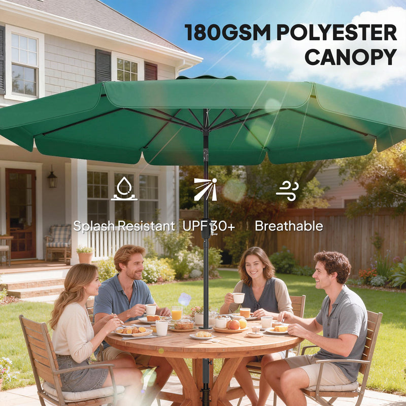 Patio Parasol with Adjustable Tilt for Sun Protection and Easy Use 3m Green AOSOM