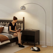 Arched Floor Lamp with Adjustable Head for Reading or Relaxing in Living Room Silver Tone AOSOM