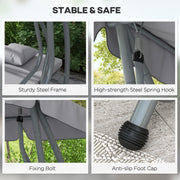 Three Seater Garden Swing Chair with Adjustable Canopy Light Grey by Outsunny
