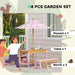 Kids Picnic Table Set with Foldable Umbrella Cushions Storage Boxes Flamingo Design Pink by AIYAPLAY