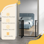 Extra Wide Dog Safety Gate with Walk Through Door for Stairs or Hallways Black