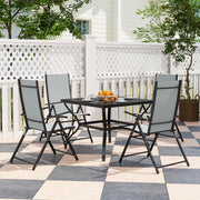 Five Piece Steel Frame Patio Set with Table and Chairs Grey and Black by Outsunny