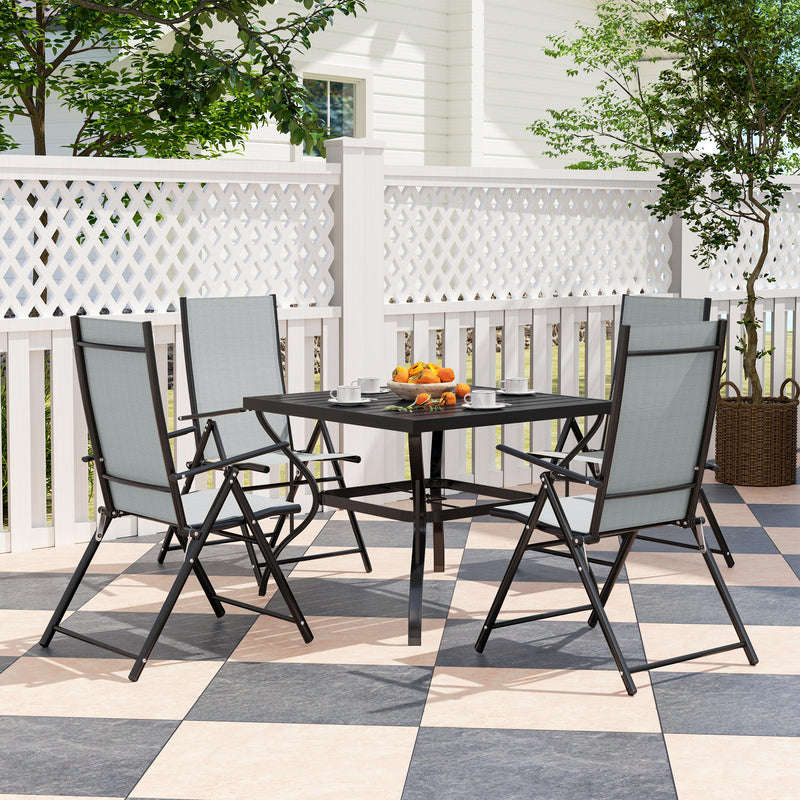 Five Piece Steel Frame Patio Set with Table and Chairs Grey and Black by Outsunny