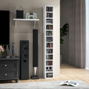 Tall Narrow Media Storage Tower for 204 CDs Ideal for Small Spaces, White