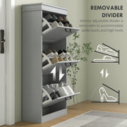 Three Drawer Slimline Shoe Storage Cabinet For Hallway Or Entryway, Grey