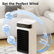 Portable Air Cooler with Fan and Humidifier for Quiet Room Cooling | Remote Control  | White Homcom