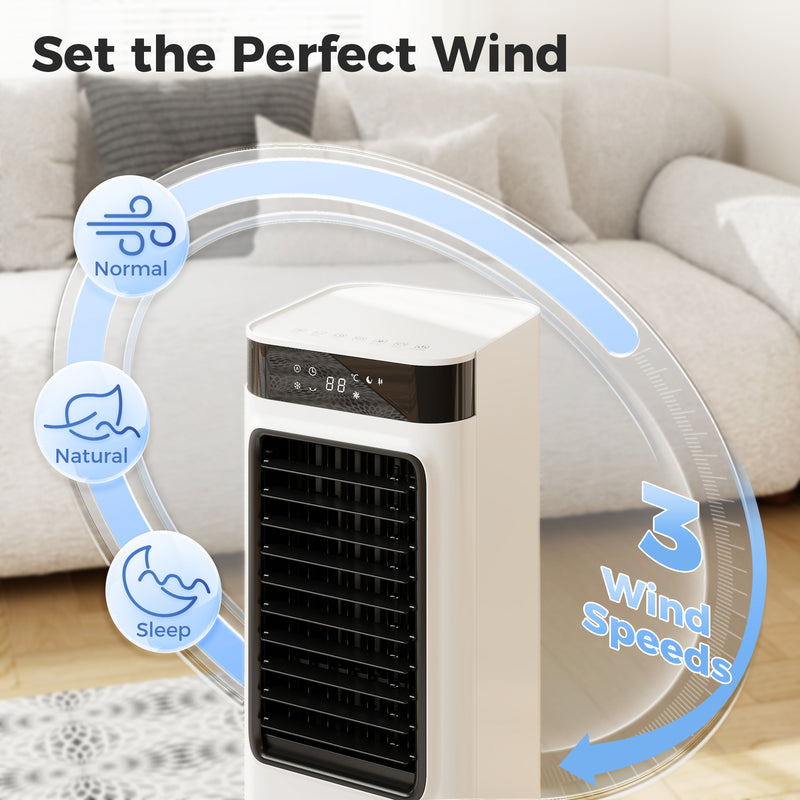 Portable Air Cooler with Fan and Humidifier for Quiet Room Cooling | Remote Control  | White Homcom