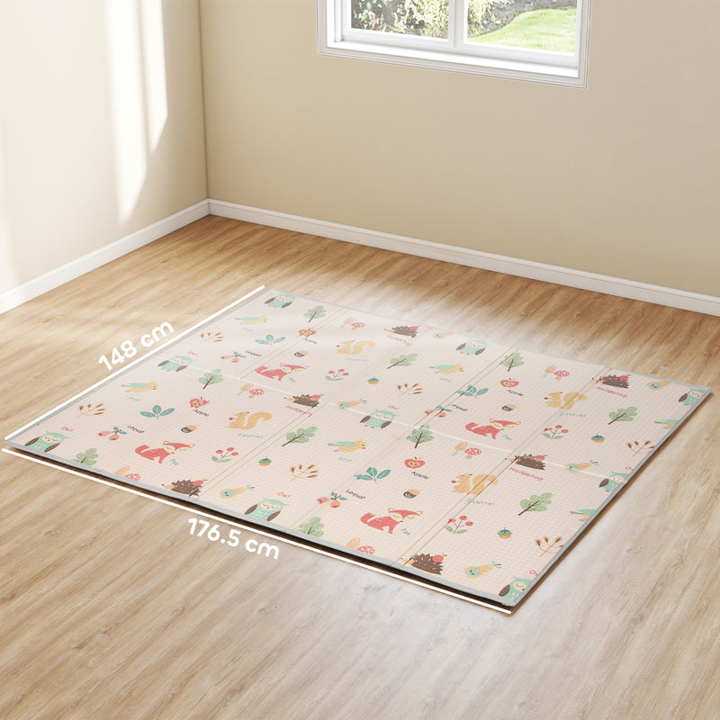 Foldable Reversible Foam Baby Play Mat Soft and Cushioned for Crawling Toddlers Grey AOSOM