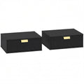 Floating Wall Mounted Bedside Table Set of 2 with Drawer for Clutter Free Bedroom Black AOSOM