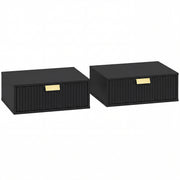 Floating Wall Mounted Bedside Table Set of 2 with Drawer for Clutter Free Bedroom Black AOSOM