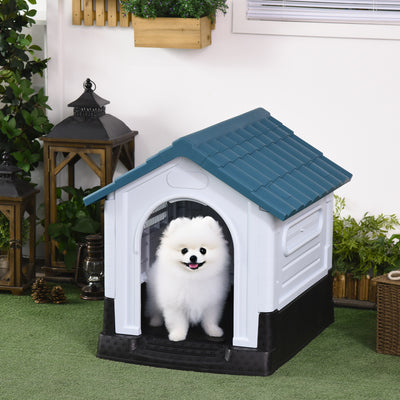 Outdoor Dog Kennel House for Small Breeds with Raised Floor for Airflow Grey