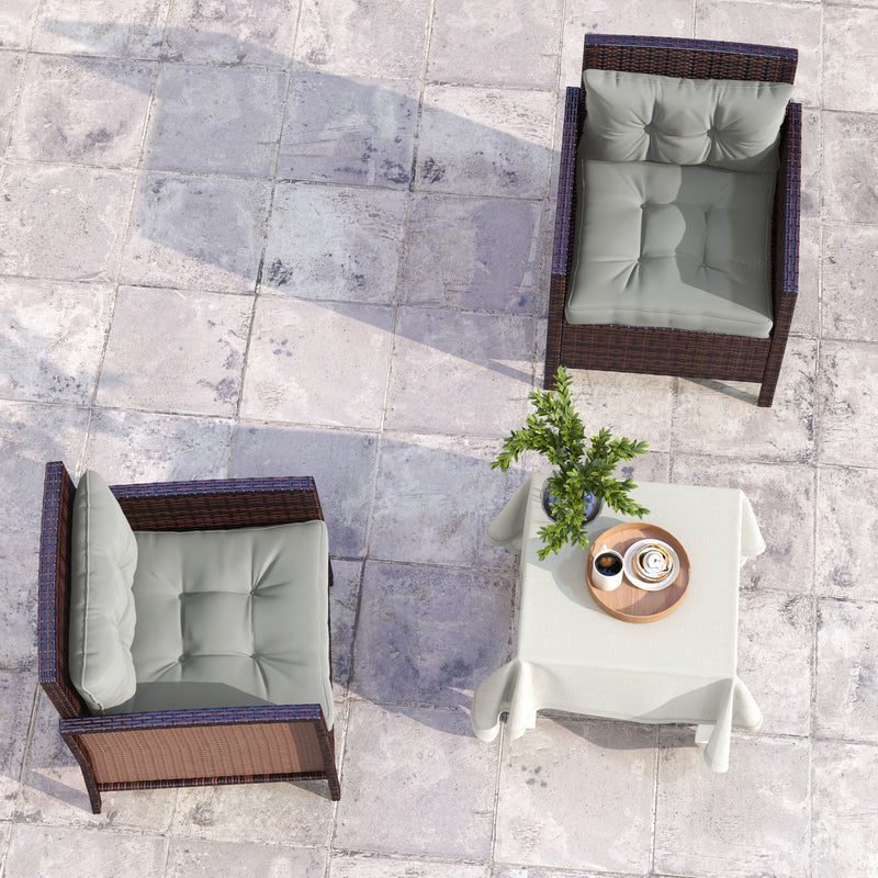 Light Grey 2 Piece Outdoor Seat and Back Cushions Set for Garden or Patio Chairs AOSOM
