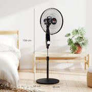 Pedestal Fan with Remote Control for Adjustable Cooling in Home or Office Black AOSOM