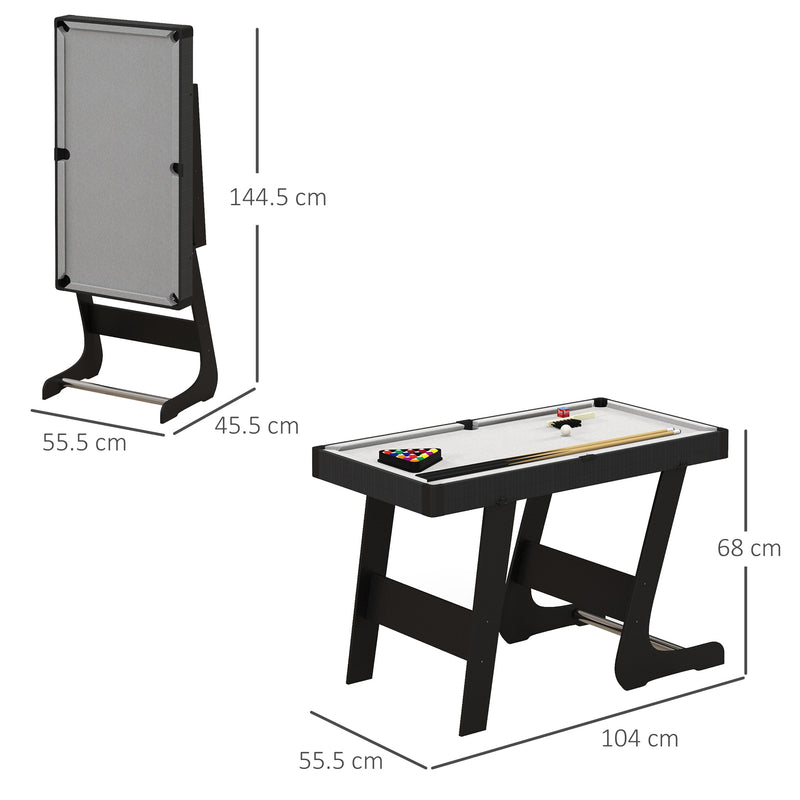 3.5ft Folding Pool and Snooker Table with Cues Balls and Accessories for Home Grey AOSOM