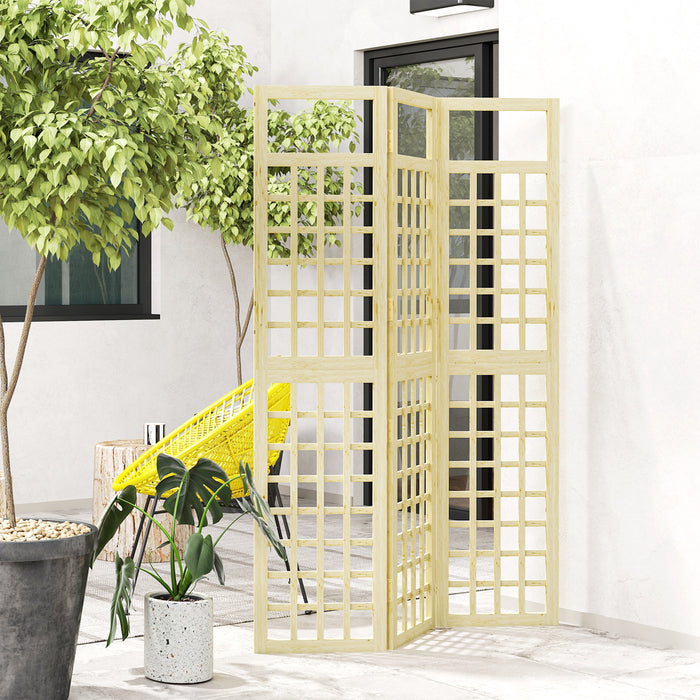 3 Panel Wooden Garden Privacy Screen Foldable Freestanding Outdoor Trellis by Outsunny