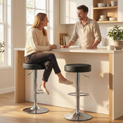 Adjustable Backless Bar Stools Set of 2 Space Saving Kitchen Island Seating Black Homcom