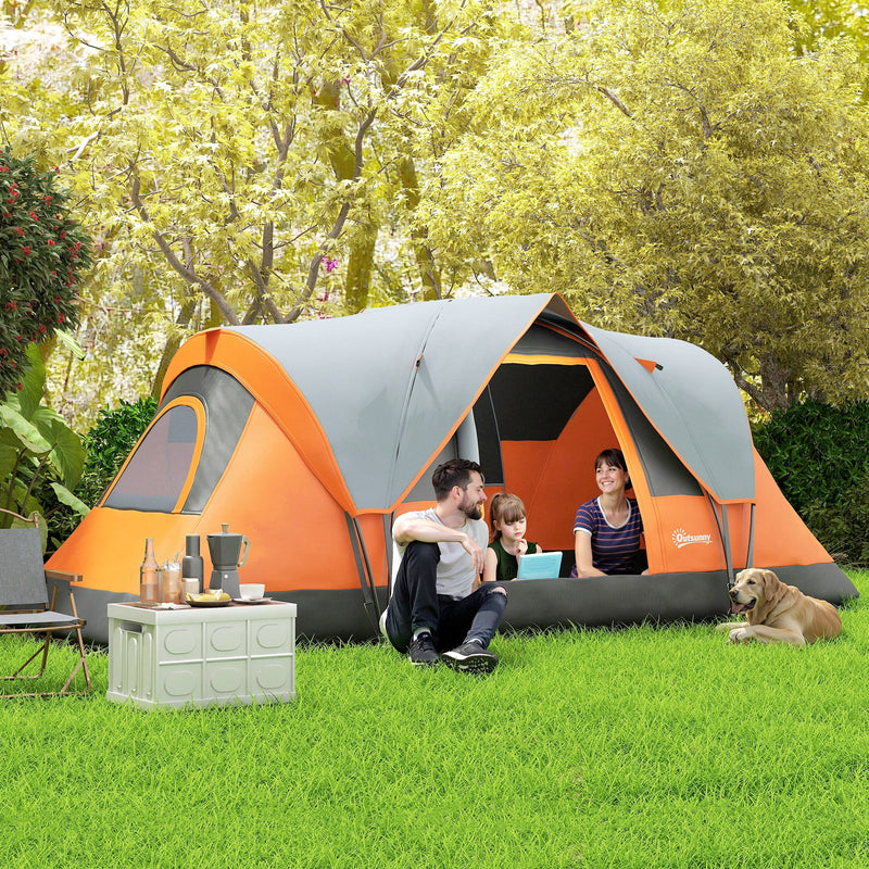 Family Blackout Tent for 6 People with Single Spacious Room and Easy Setup Orange Grey