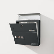 Wall Mounted Lockable Post Box with Viewing Window and Weatherproof Design in Charcoal Grey by HOMCOM