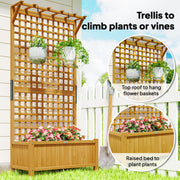 Wooden Raised Garden Planter with Trellis for Climbing Plants and Vegetables Yellow Outsunny