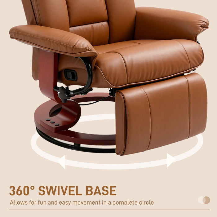 Brown Faux Leather Executive Recliner Chair with Padded Armrests For Home or Office by HOMCOM