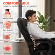 Massage Office Chair with Reclining Back and Heated Lumbar Support Black AOSOM