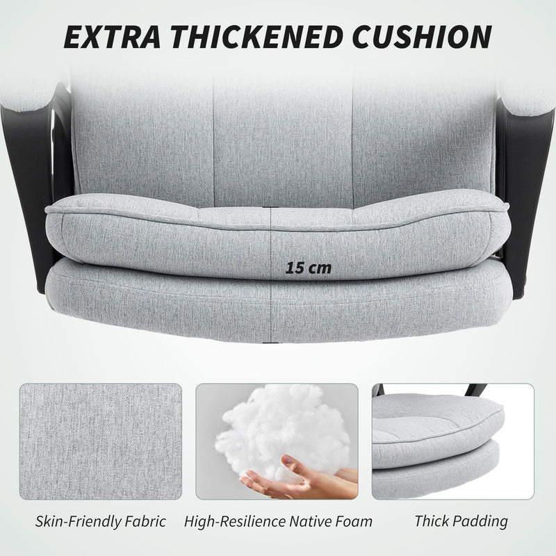 Double Padded Office Chair With Linen Look Fabric For Home Or Work Setup Light Grey