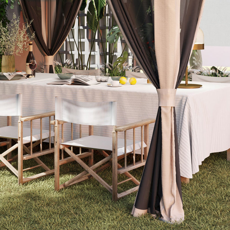 3.6 x 3.6m Pop Up Gazebo with Mesh Sides, Carry Case, Weight Bags, Beige by Outsunny