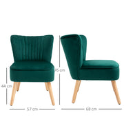 Modern Fabric Accent Chair with Thick Padding and Wooden Legs for Living Room, Green