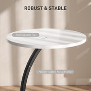 C Shaped Side Table with Marble Effect Top for Sofa or Bedside Use, White