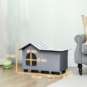 Weatherproof Outdoor Cat House with Elevated Base and Cushion for Winter Comfort Grey