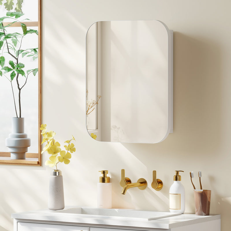 Bathroom Wall Cabinet with Mirror and Adjustable Shelves for Organised Storage White