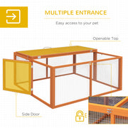 Foldable Wooden Rabbit Hutch for Indoor and Outdoor Use with Easy Access Orange AOSOM