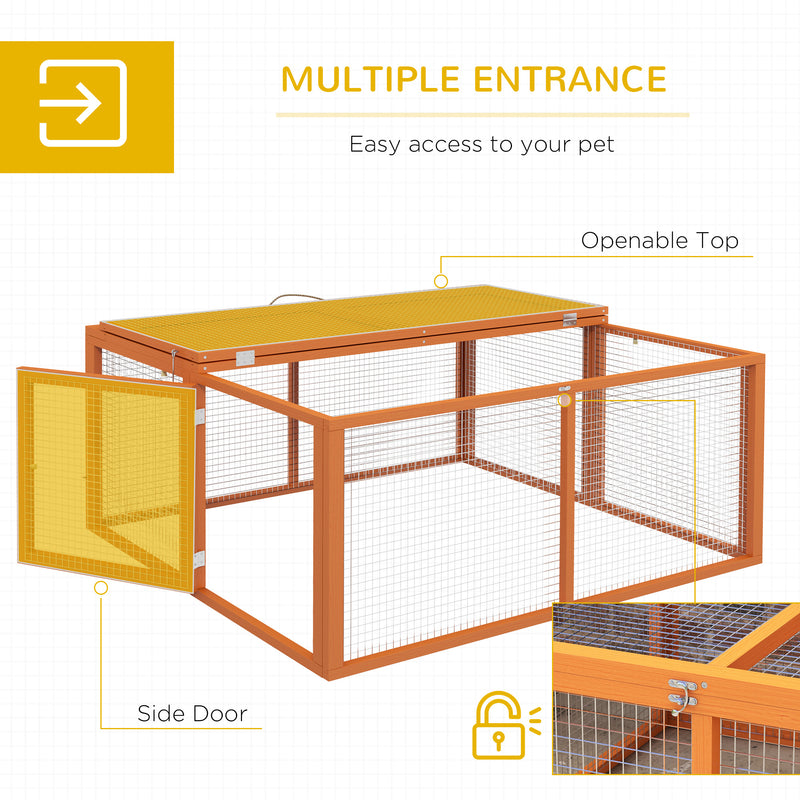 Foldable Wooden Rabbit Hutch for Indoor and Outdoor Use with Easy Access Orange AOSOM
