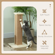 81cm Beige Cat Scratcher with Jute Rope Hanging Ball and Soft Plush Cover by PawHut
