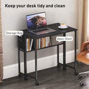 Folding Computer Desk with Drop Leaf and Storage for Small Home Offices Black AOSOM